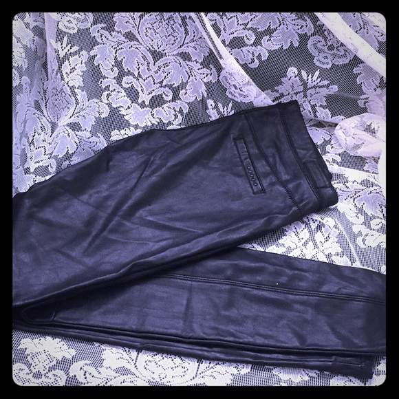 blank denim vinyl pull on leggings